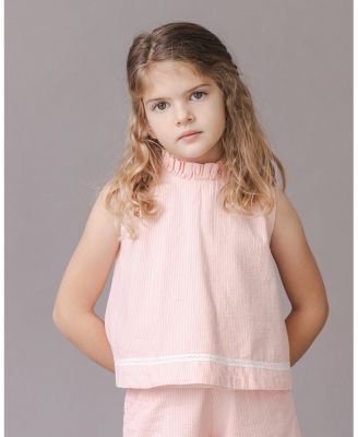 Toddler Girls' Organic Ruffle Neck Seersucker Top