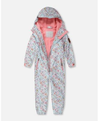 Big Girls Mid-Season One-Piece Outerwear Blue Mini Flower Print