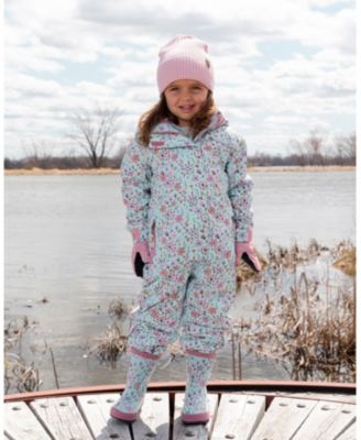 Big Girls Mid-Season One-Piece Outerwear Blue Mini Flower Print