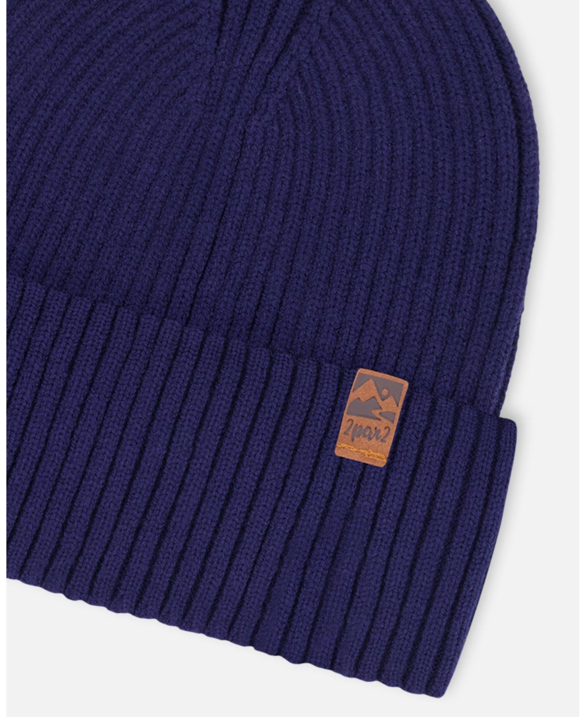 Deux par Kids Unisex Knit Hat Navy Blue - Toddler|Child