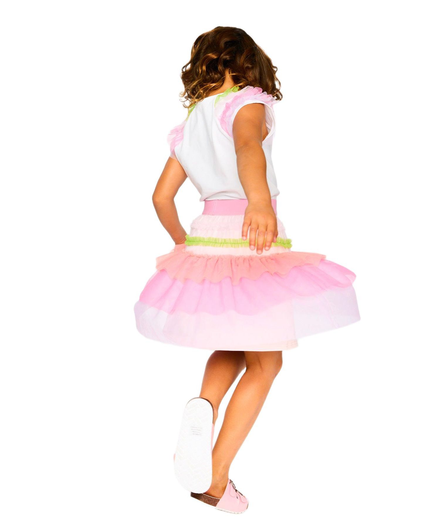 Big Girls Mesh Skirt with Multicolor Frills