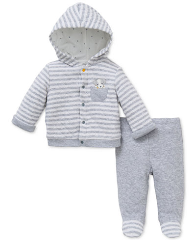 Little Me Baby Boys' 2-Pc. Peeping Puppy Hoodie & Footed Pants Set