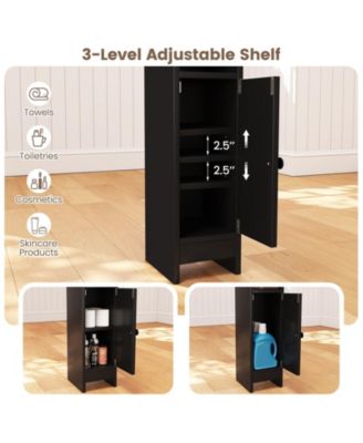 Space-Saving Corner Bathroom Slim Cabinet with Door and Adjustable Shelf