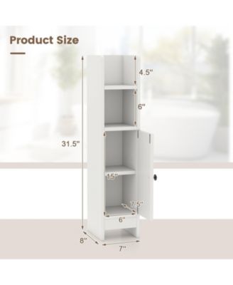 Space-Saving Corner Bathroom Slim Cabinet with Door and Adjustable Shelf