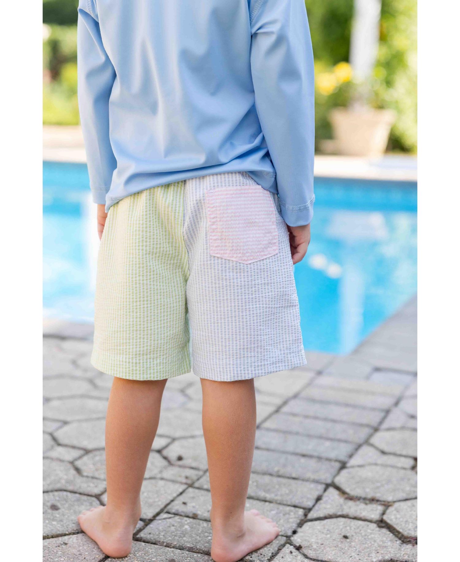 Big Boys Stripe Seersucker Swim Trunk