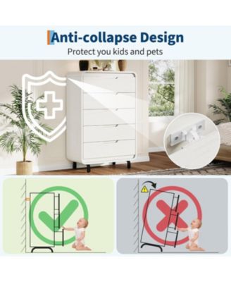 5 Drawers Dresser for Bedroom, 48" Tall Modern Wooden Clothes Dresser with Large Wood Storage, Chest of Drawers for Living Room, Hallway