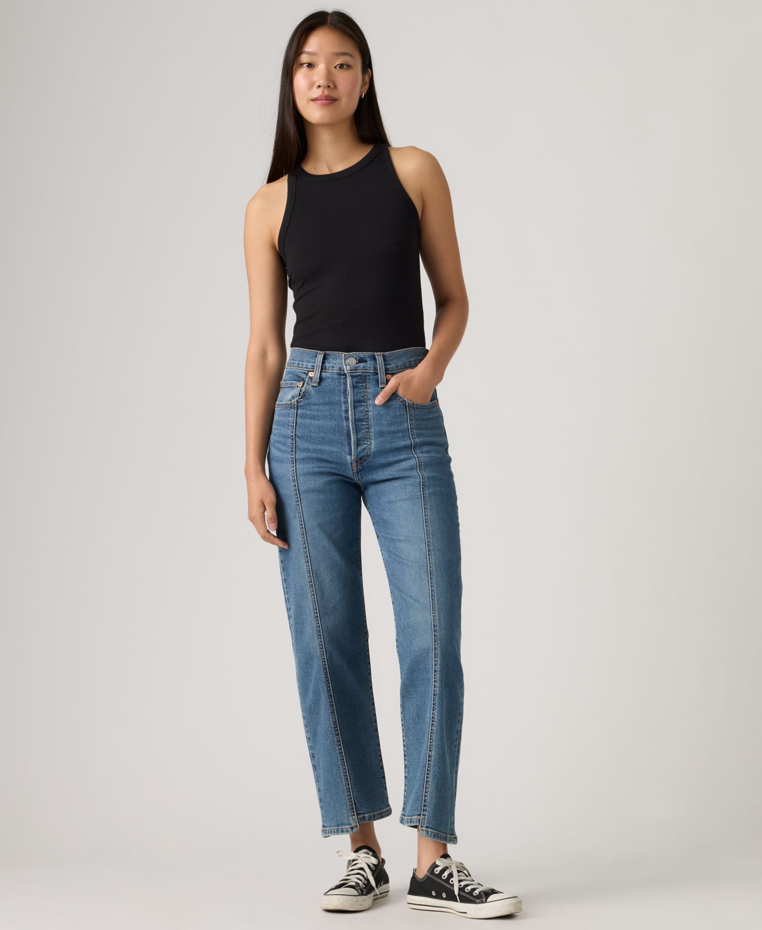 Women's Ribcage Seamed High-Rise Straight Ankle Jeans