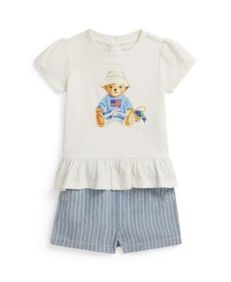 Baby Girls' Polo Bear Top and Shorts, 2-Piece Set