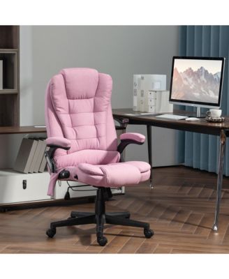 6 Point Vibrating Massage Office Chair with Heat Linen High Back Executive Recliner