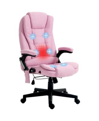 6 Point Vibrating Massage Office Chair with Heat Linen High Back Executive Recliner