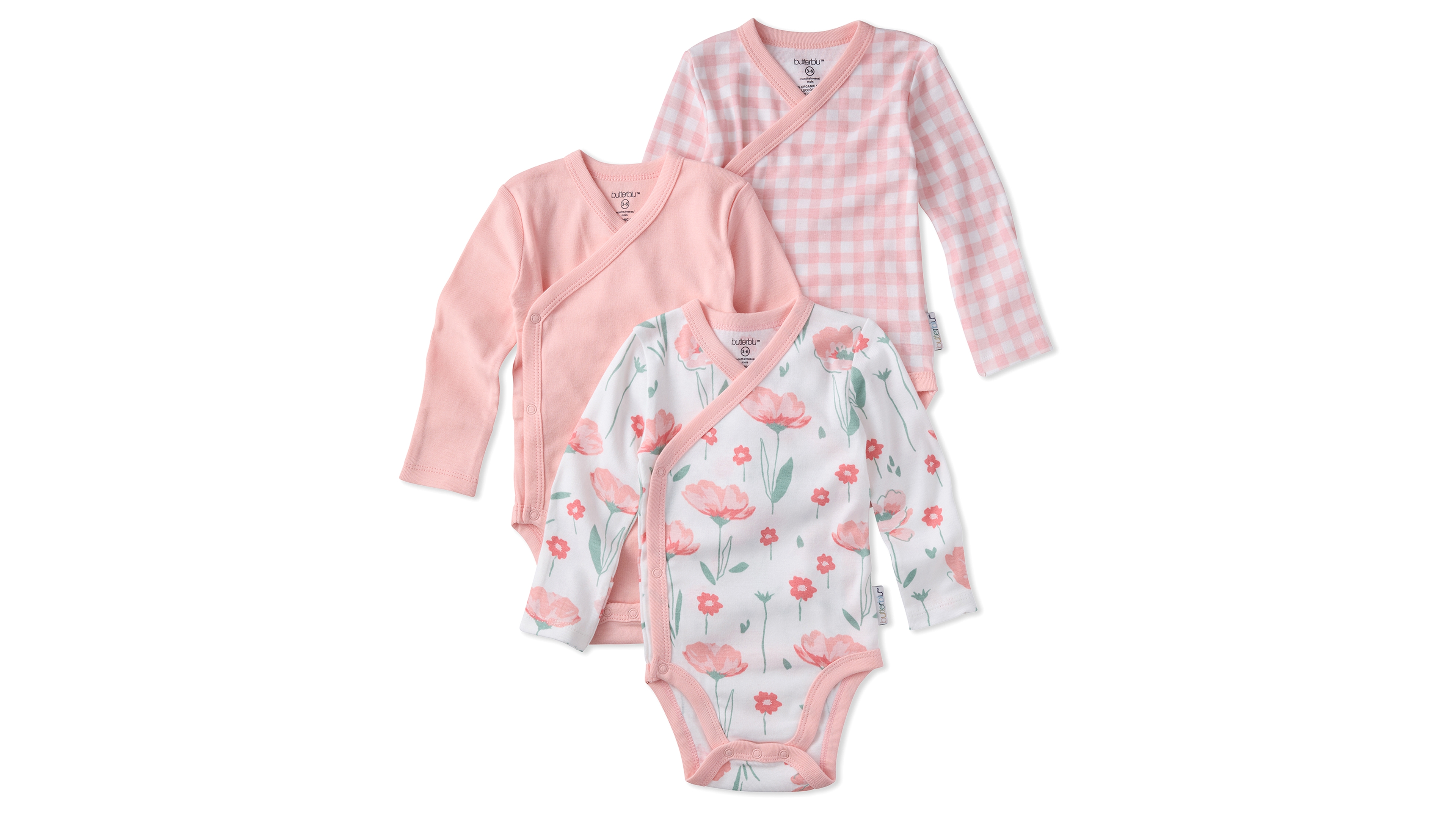 butterblu Baby Boys' or Girls' Side Snap V-Neck Bodysuit, 3-Pack