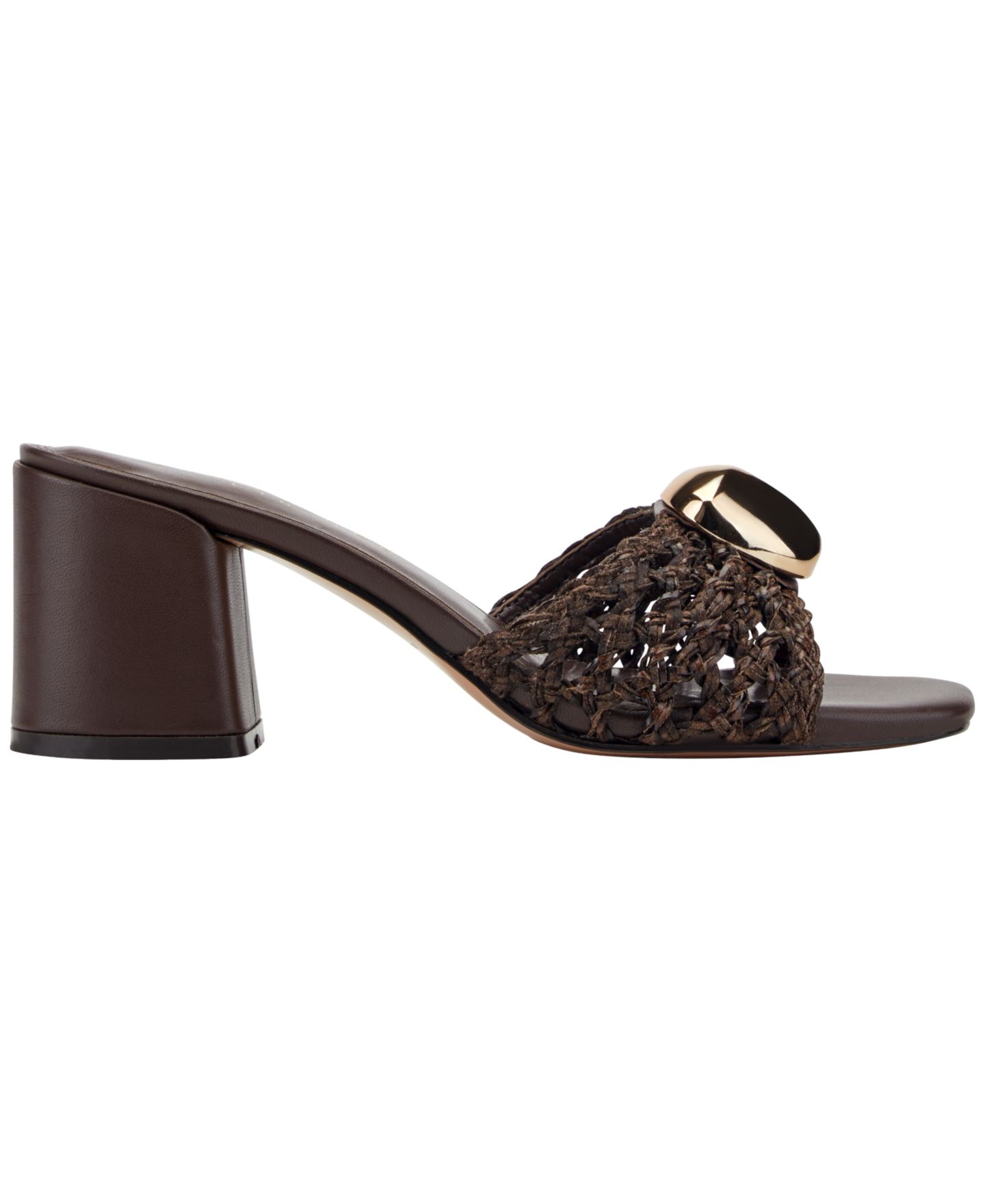 Женские сандалии Marc Fisher LTD Farrel Ornamented Woven Slip-On Block Heel, цвет: Тёмный коричневый — фото 2