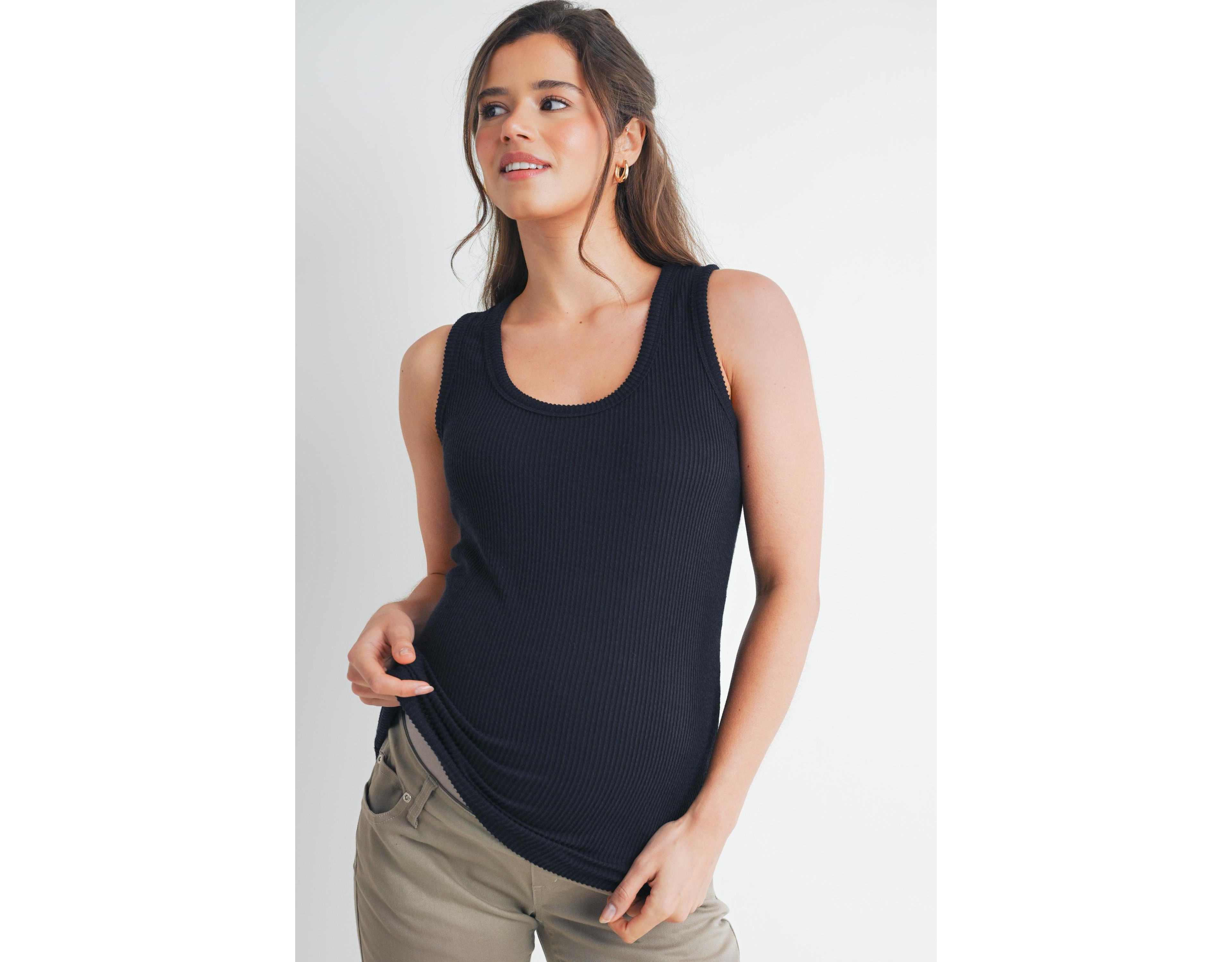 Hello Miz Maternity Ribbed Scoop Neck Tank Top