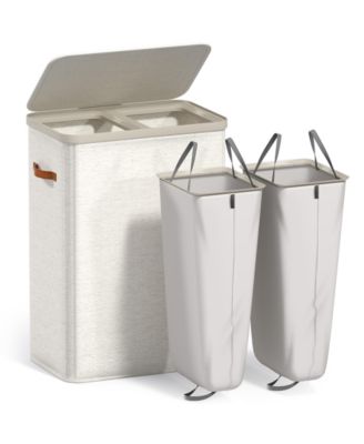 2-Compartment Laundry Basket with Removable Laundry Bag - Durable Organizer for Bathroom, Bedroom, or Laundry Room - Space Saving Design