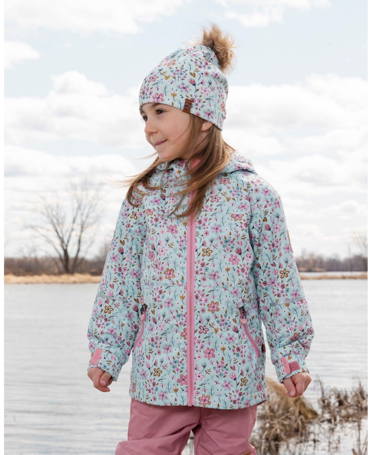 Deux par Big Girls Mid-Season Jacket Mini Flower Print