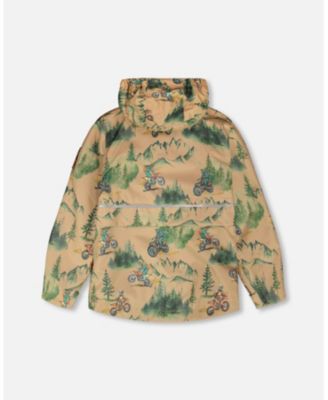 Toddler Boys 3-in-1 Two-Piece Mid-Season Outerwear Set Brown Motocross Print