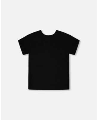 Toddler Girls Cotton Jersey T-Shirt Black with Zebra