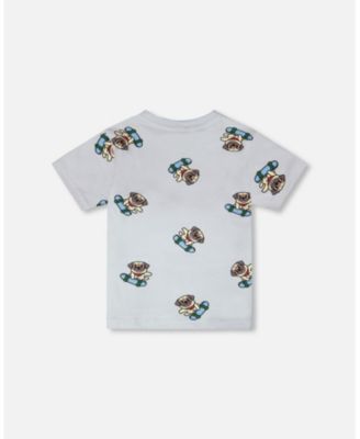Toddler Boys ganic Cotton Jersey T-Shirt Blue Pug Print