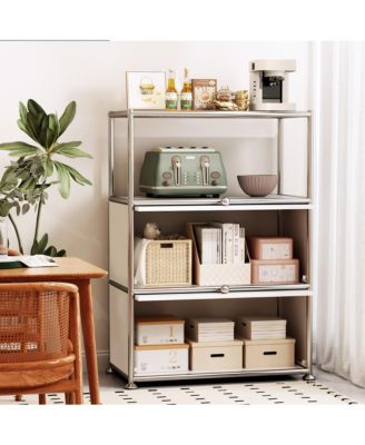3-Tier Storage Cabinet Metal Shelving Unit – Multi-Functional Kitchen Organizer