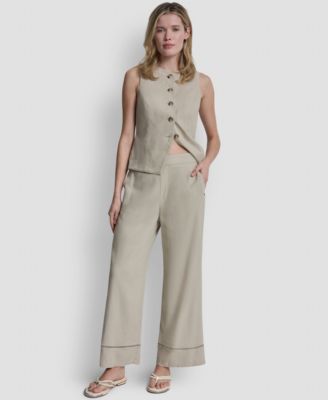Petite High Rise Pull-On Wide Leg Ankle Pants
