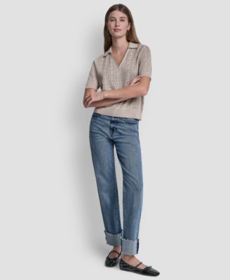 Petite Polo Collar Logo Sweater