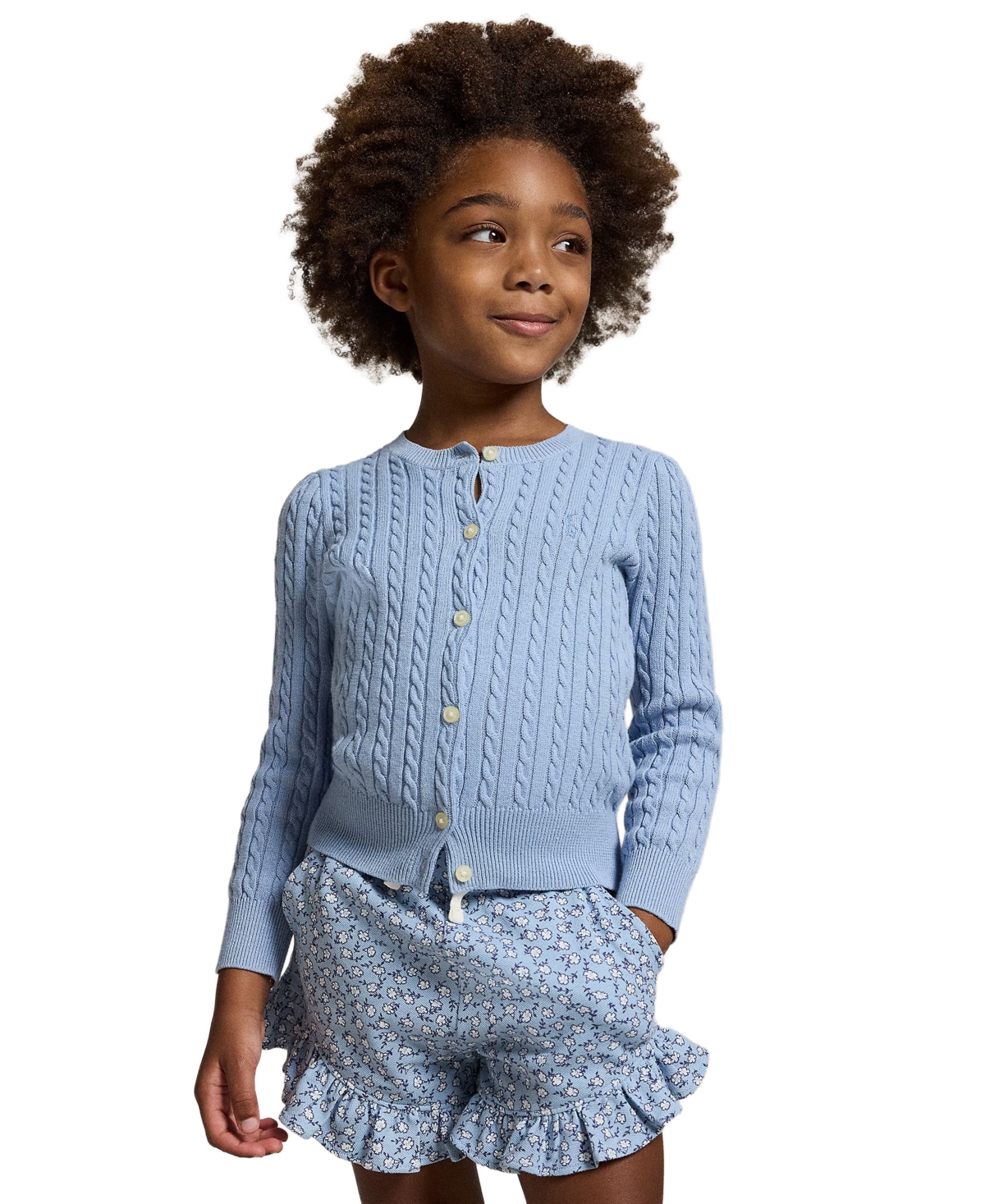 Polo Ralph Lauren Girls' 2T-6X Mini-Cable Front-Button Cardigan