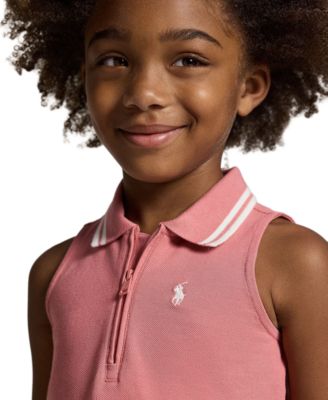 Girls' 2-6X Stretch Mesh Half-Zip Boxy Polo Shirt