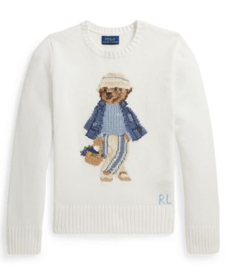 Girls' 7-16 Polo Bear Crewneck Sweater