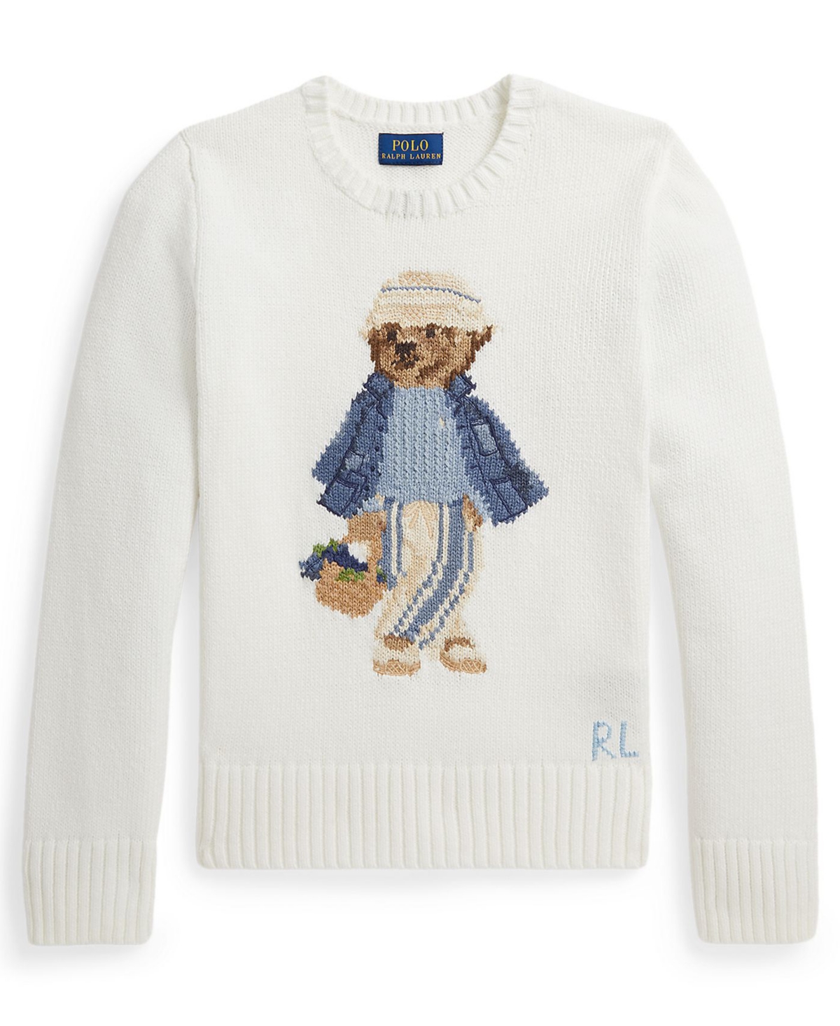 Polo Ralph Lauren Girls' 7-16 Bear Crewneck Sweater