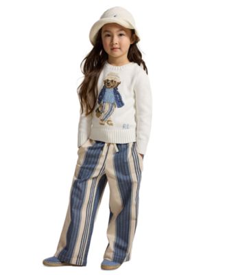 Girls' 2T-6X Polo Bear Crewneck Sweater
