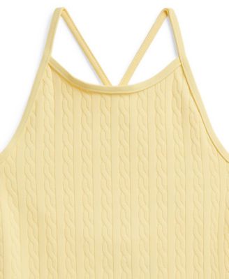 Girls' 2-6X Mini-Cable Jacquard Round Neck One-Piece Swimsuit