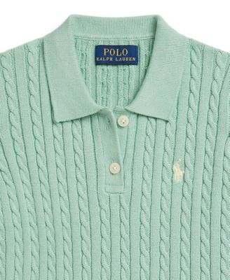 Girls' 2-6X Mini-Cable Two-Button Placket Polo Sweater
