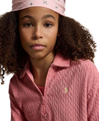 Girls' 7-16 Cable Terry Cover-Up Polo Collar Dress