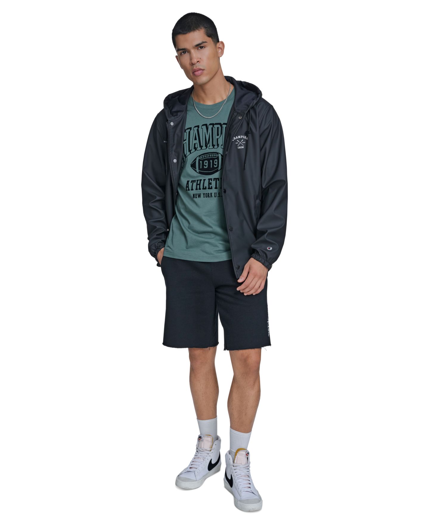 Мужская куртка Champion Rubberized Hooded Rain, цвет: Чёрный — фото 2