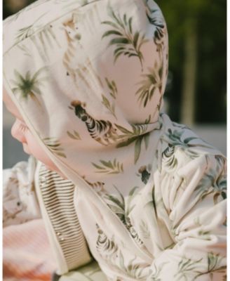 Baby Boys Cotton Jersey Reversible Hooded Jacket Beige Zebra Print