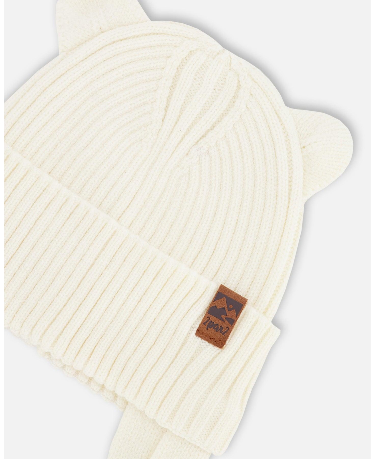 Deux par Deux Baby Unisex Baby Knit Hat Off White - Baby