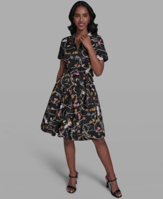 Women's Short-Sleeve Collared Shirt Dress