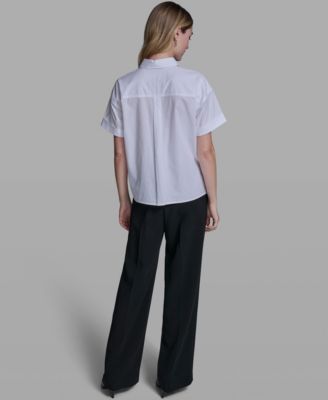 Women's Collared Short-Sleeve Poplin Shirt