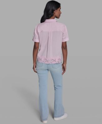 Women's Collared Short-Sleeve Blouse