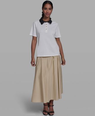 Women's Collared Short-Sleeve Blouse Top