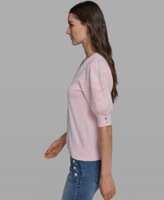 Women's Floral Short-Sleeve Sweater