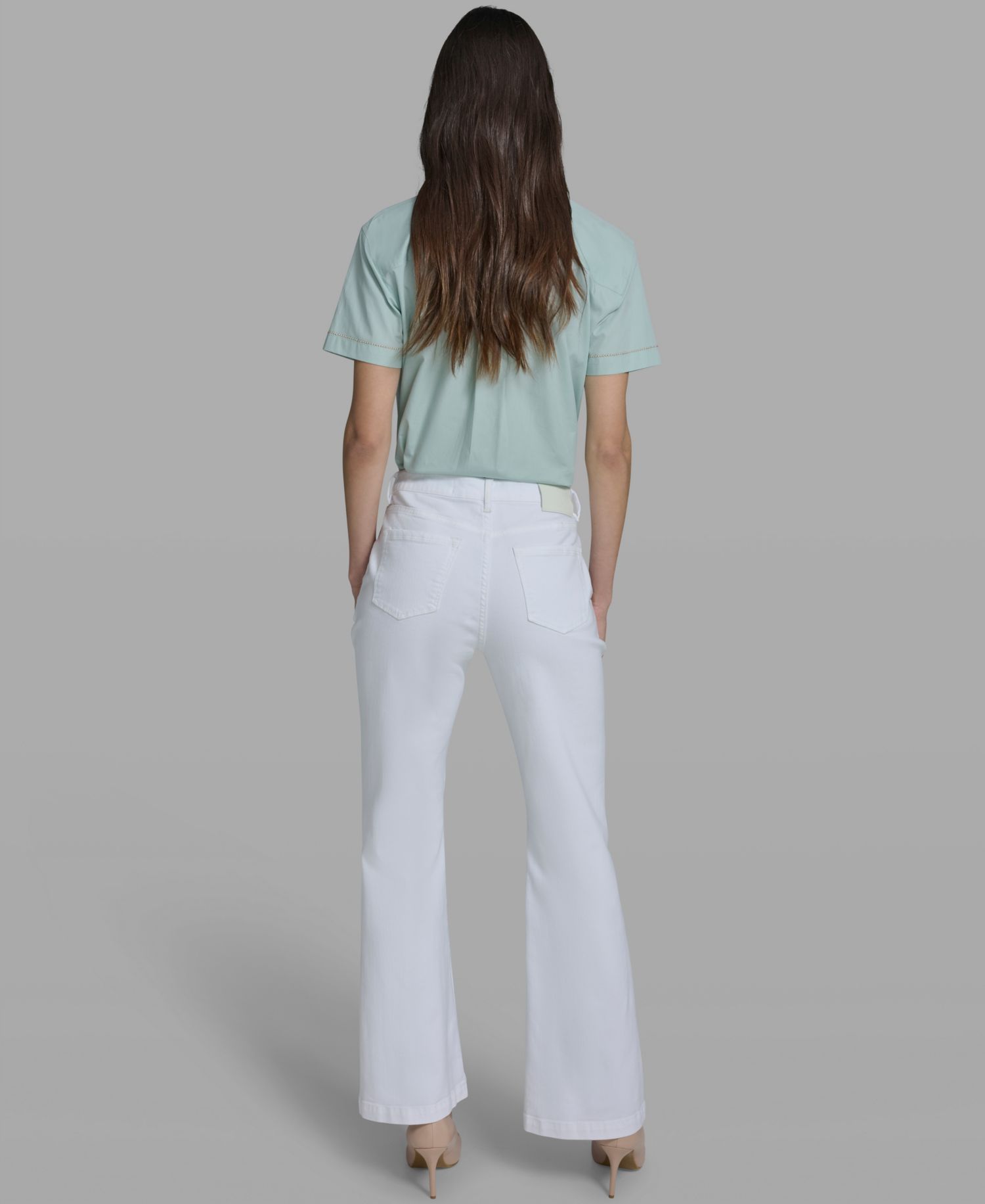 Women's Mid-Rise Studded-Pocket Flare Jeans