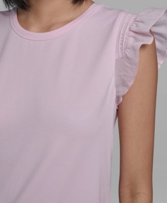 Women's Scallop Trim Boat Neck Top