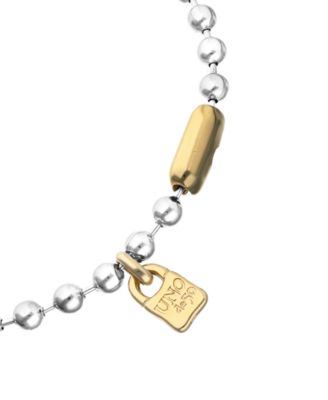 Sterling Silver Plated Ball Necklace with Clasp And Lock in Gold