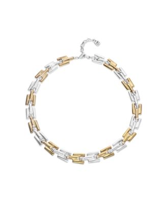 Half 18K Gold Half Sterling Silver Alloy Necklace with Links