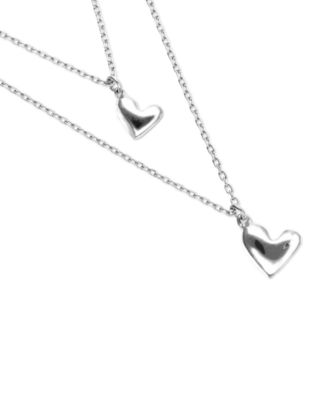 Sterling Silver Double Plated Necklace with Two Hearts