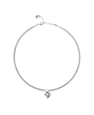 Sterling Silver Plated Ball Necklace with Heart Detail