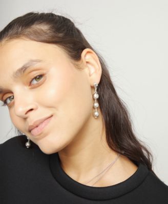 Sterling Silver Plated Balls Long Earring