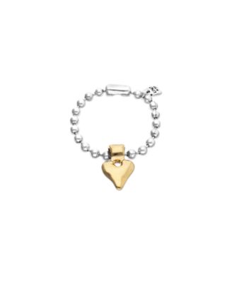 Sterling Silver Plated Ball Bracelet with Golden Heart Detail