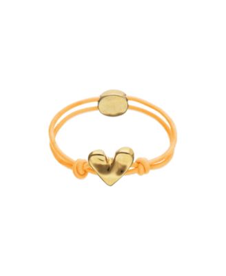 Orange Elastic Thread 18K Gold Plated Bracelet with Heart